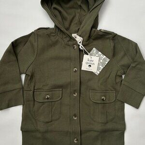Kate Quinn Toddler 2T Military Utility Jacket NWT Green Organic Cotton Hoodie